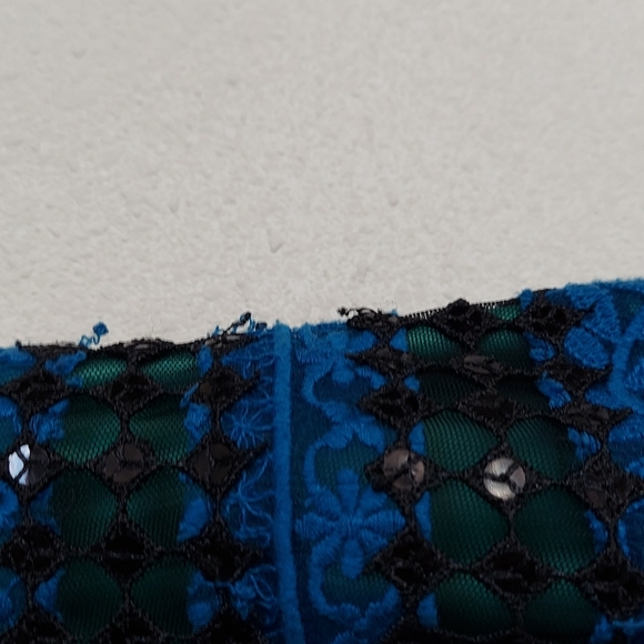 BCBG maxazria Manuela embroidered sequin lace blue/green dress size 6 - Picture 6 of 12